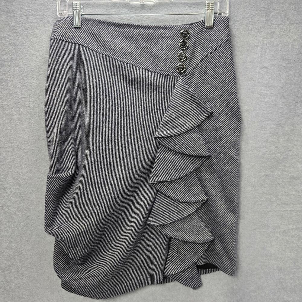 Eva Franco Anthropologie Fluttering Stripe Tweed Ruffle Skirt Size 4